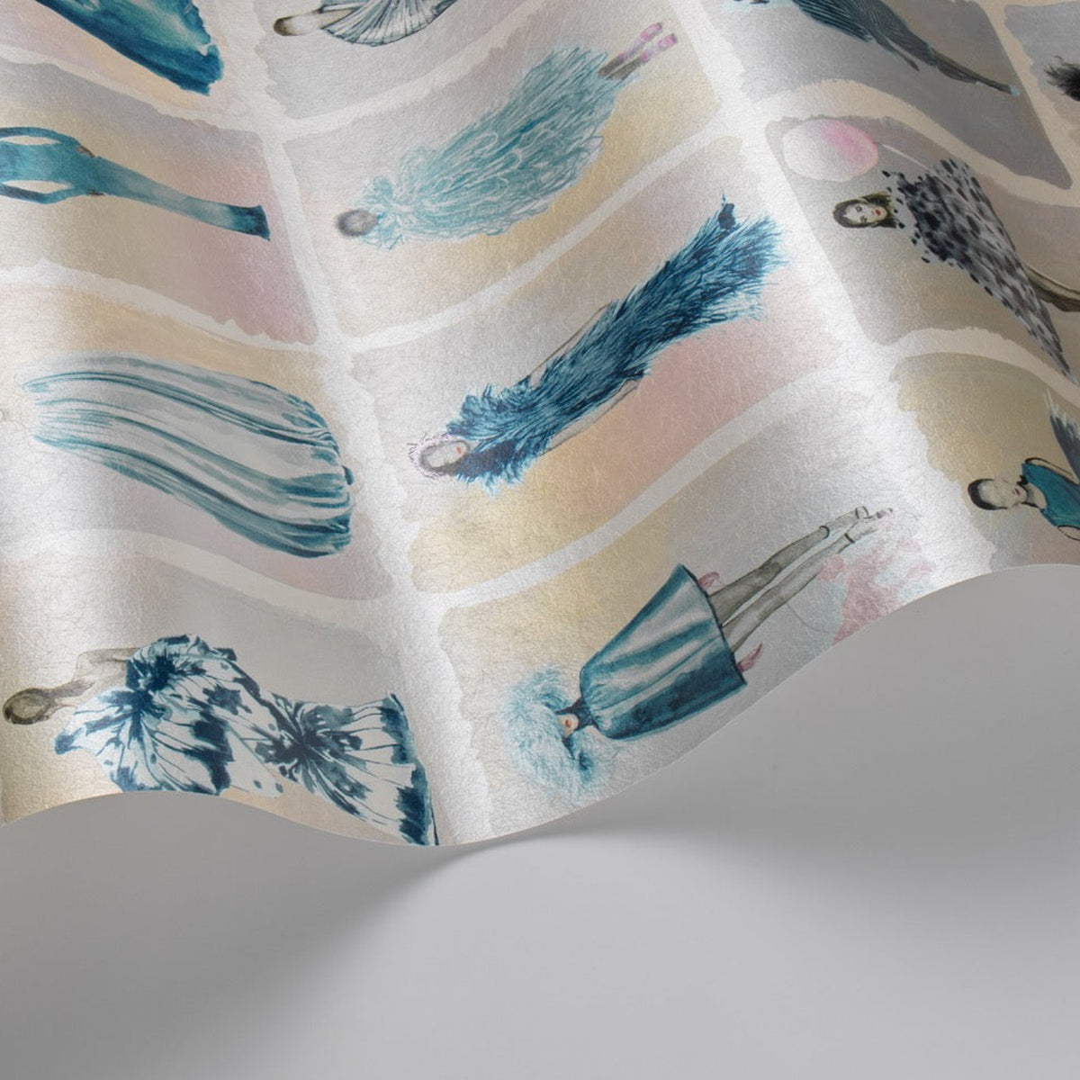 Cole & Son Couture Carousel wallpaper in China Blue Pearl — detail