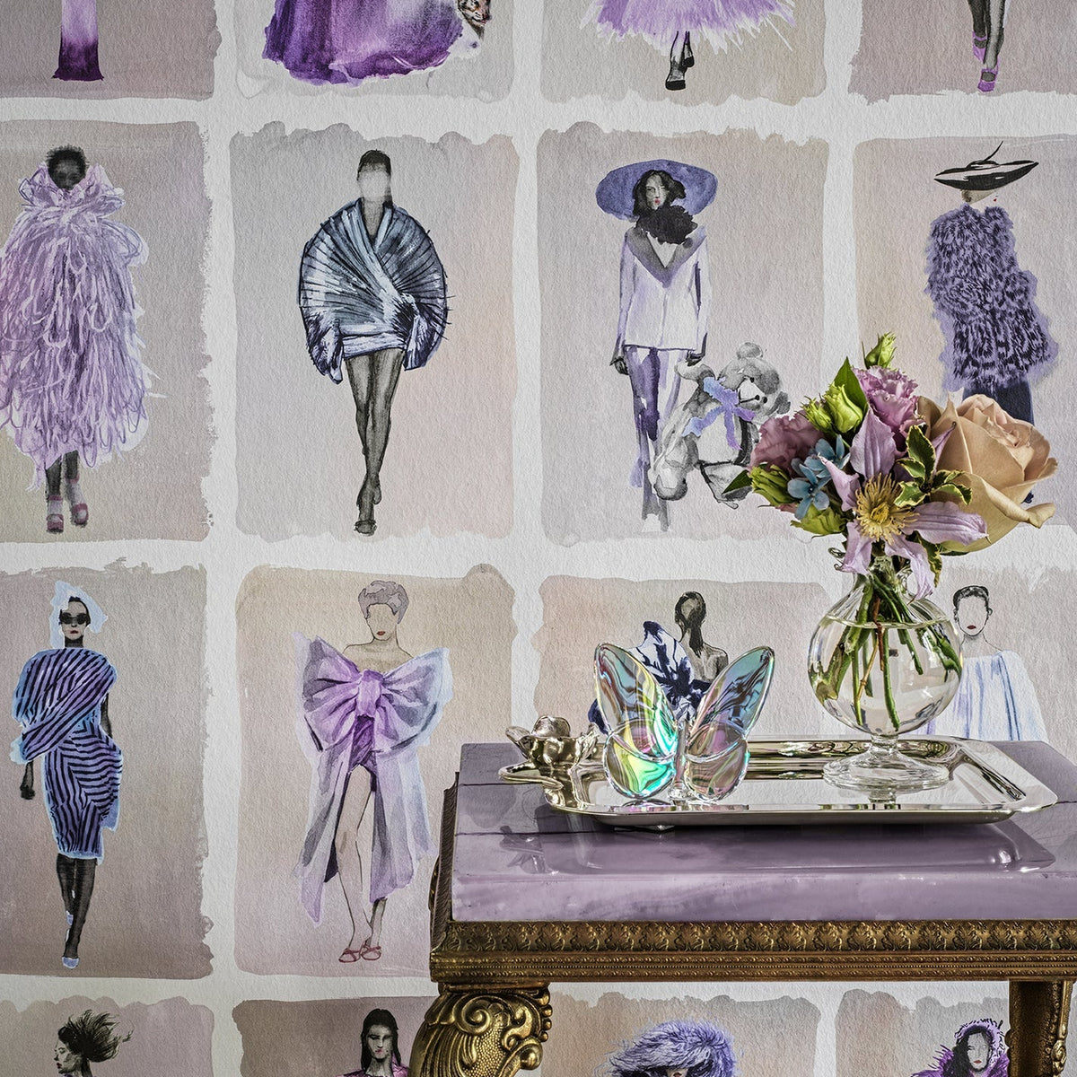 Cole & Son Couture Carousel wallpaper in Lavender — room setting