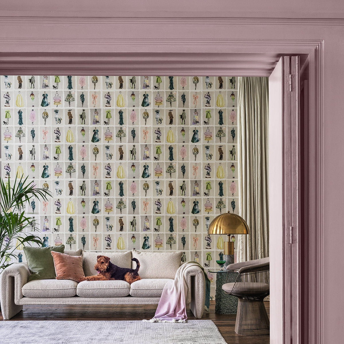 Cole & Son Couture Carousel wallpaper in Pastel Pearl — room setting