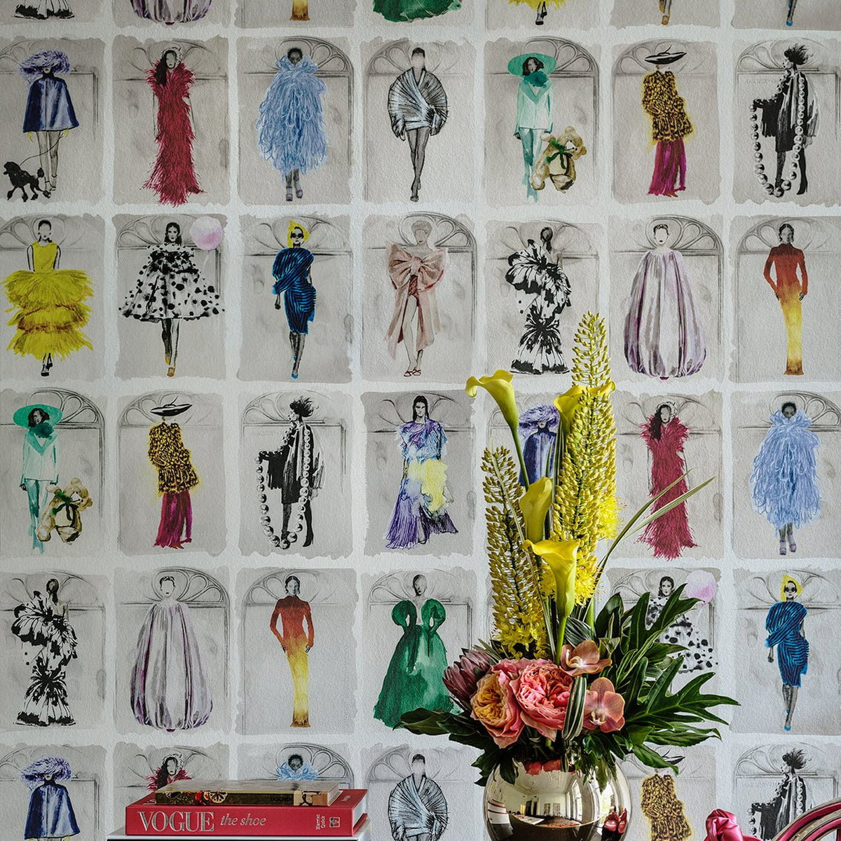 Cole & Son Couture Carousel with Windows wallpaper in Bright Multi Pearl — room setting