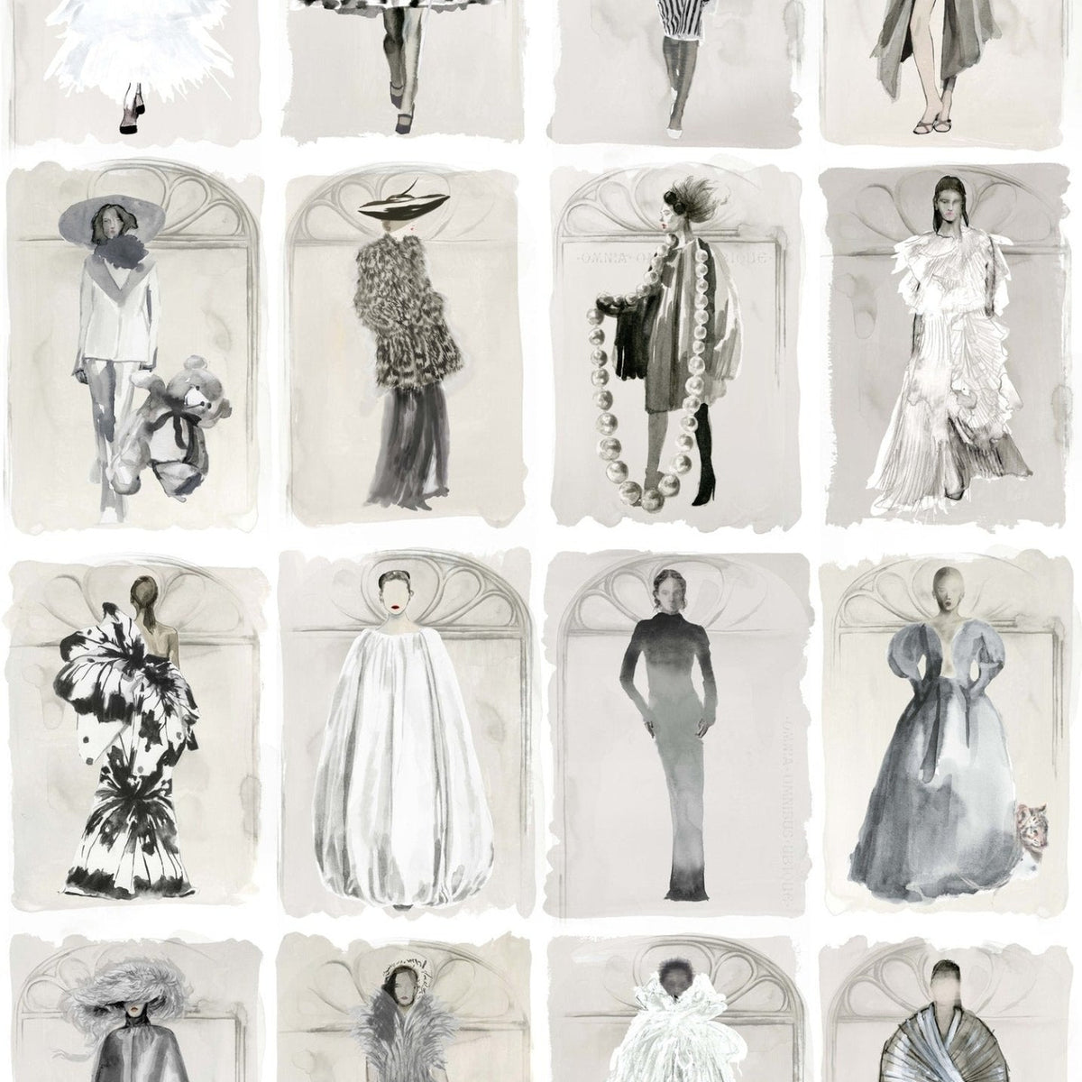 Cole & Son Couture Carousel with Windows wallpaper in Monochrome Pearl — pattern