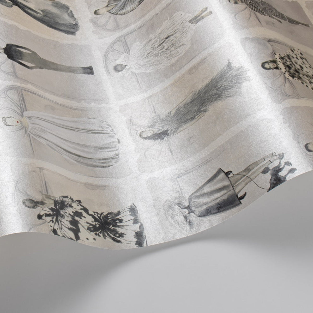 Cole & Son Couture Carousel with Windows wallpaper in Monochrome Pearl — detail