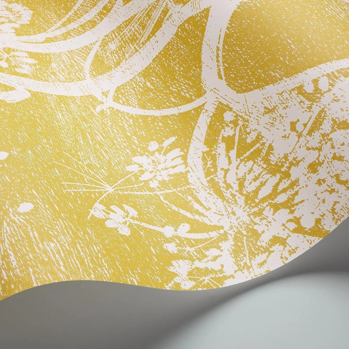 Cole & Son Cow Parsley wallpaper in White & Chartreuse — detail