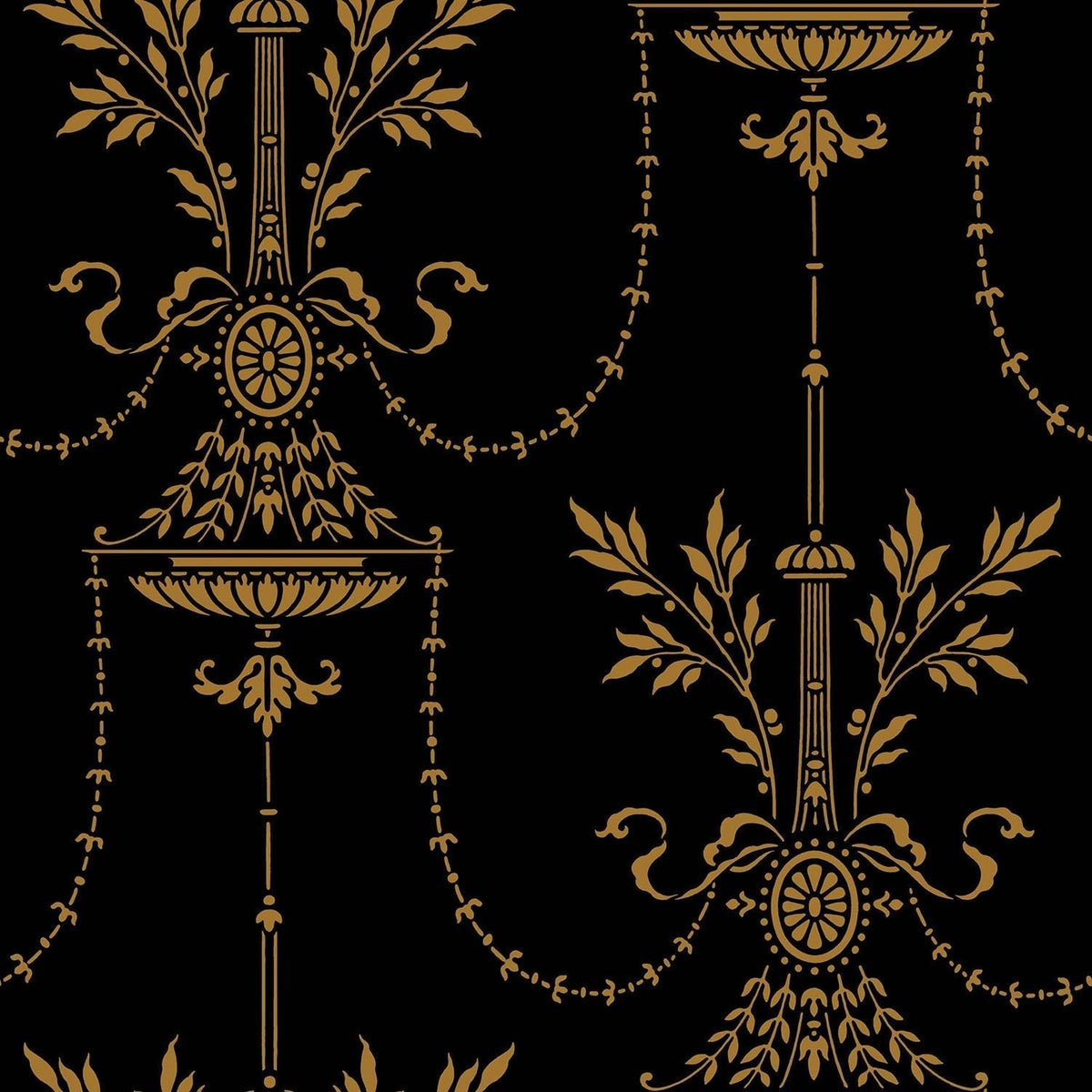 Dorset wallpaper by Cole & Son, Metallic Bronze on Black