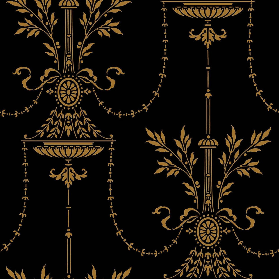 Dorset wallpaper by Cole & Son, Metallic Bronze on Black