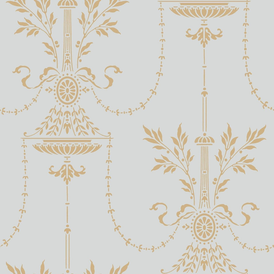 Dorset wallpaper by Cole & Son, Metallic Gold on Print Room Blue