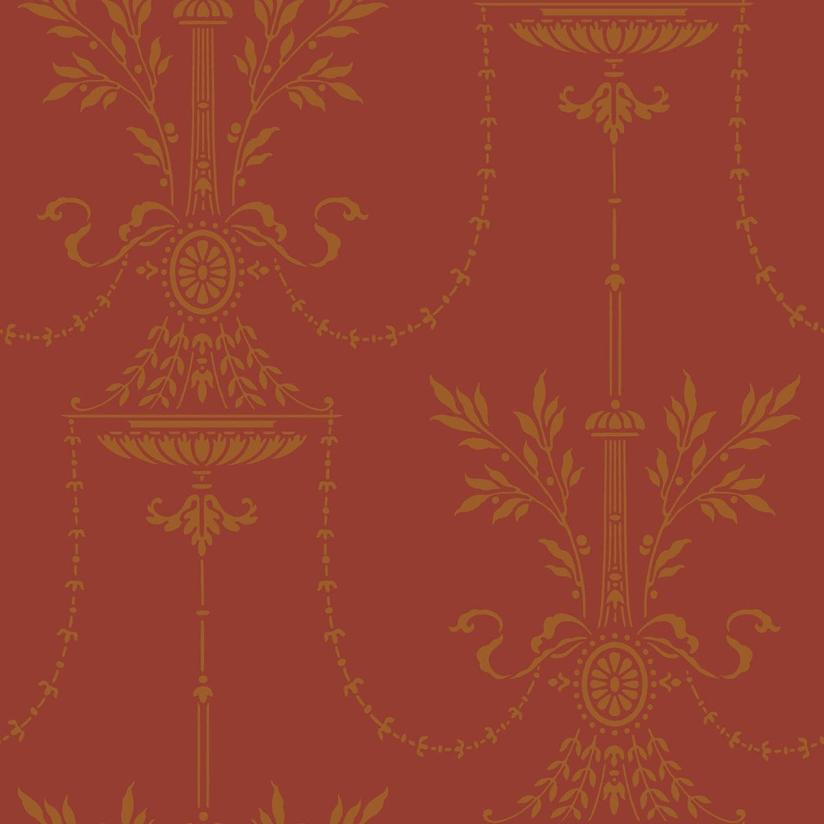 Dorset wallpaper by Cole & Son, Metallic Gold on Red