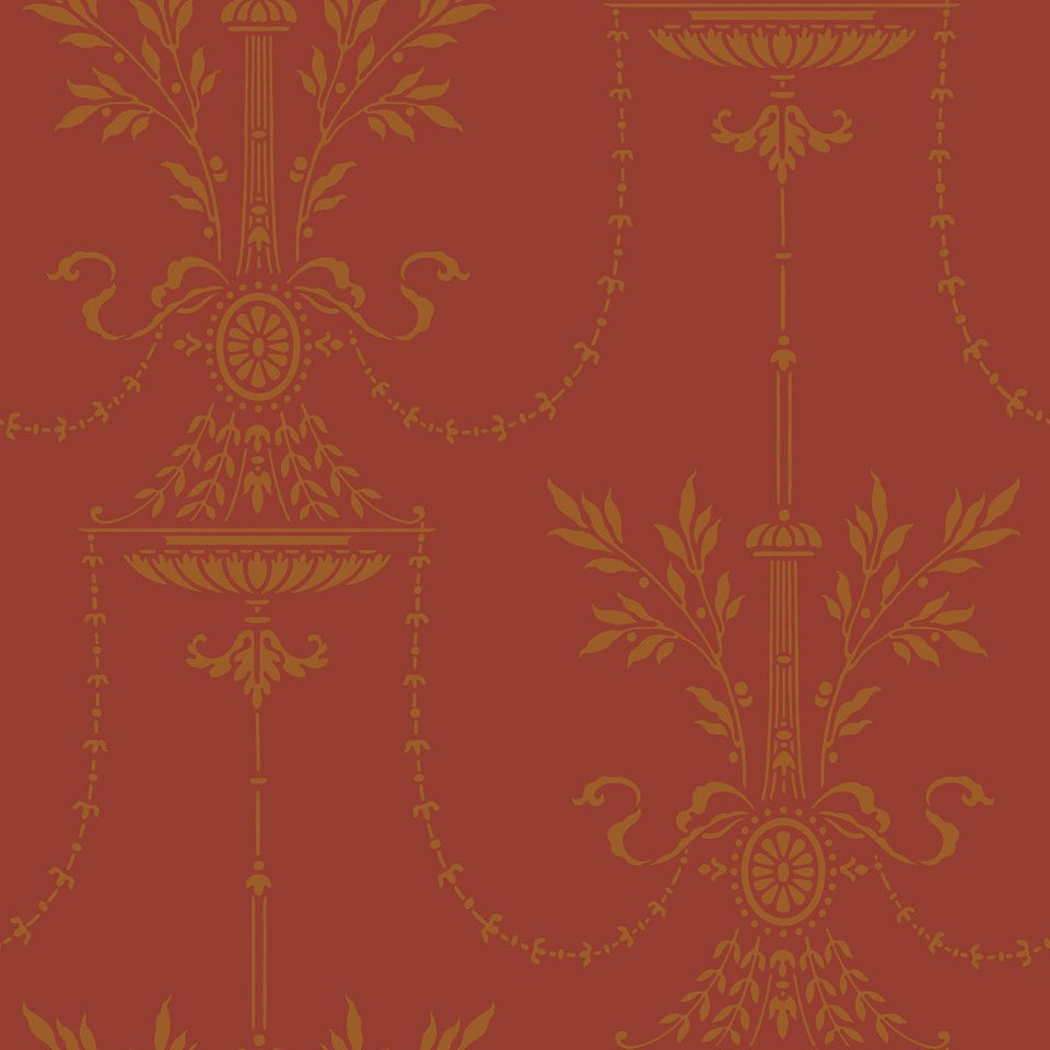 Dorset wallpaper by Cole & Son, Metallic Gold on Red
