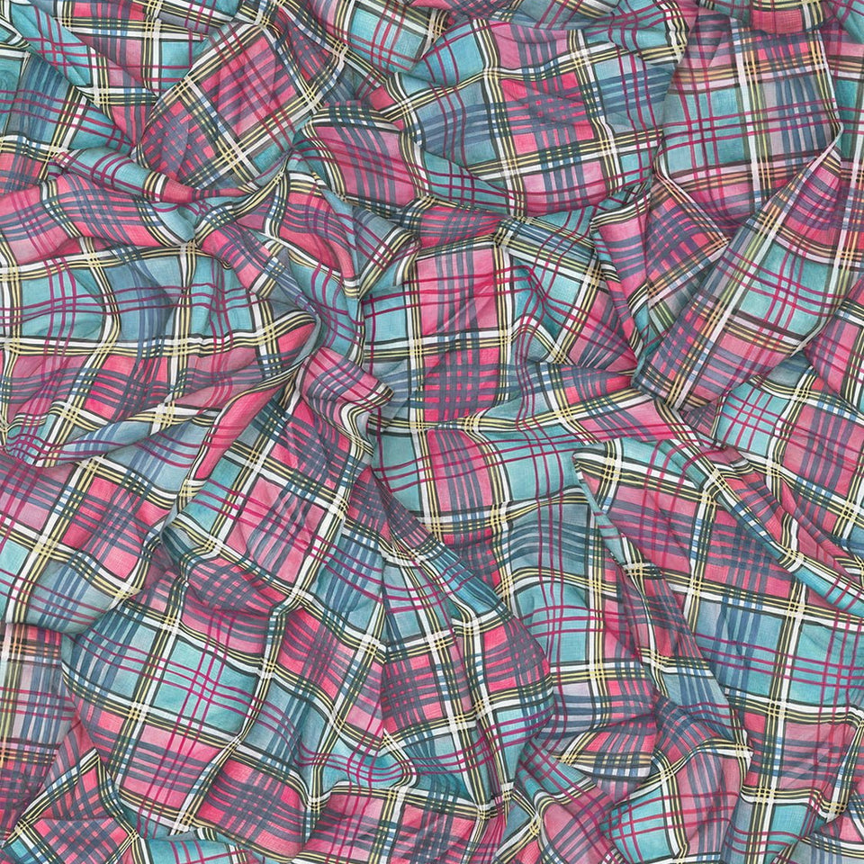 Draped Tartan wallpaper by Cole & Son in Cyan & Magenta — 130/2006
