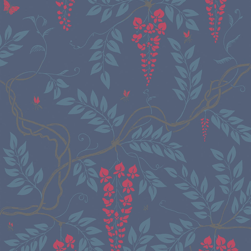 Egerton wallpaper by Cole & Son, Cerise on Dark Hyacinth