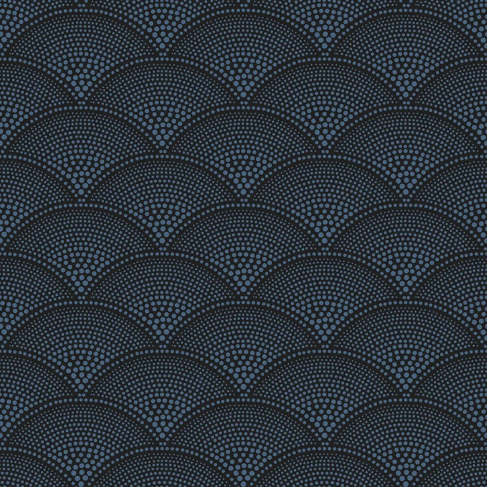 Feather Fan wallpaper by Cole & Son — Metallic Cornflower on Ink