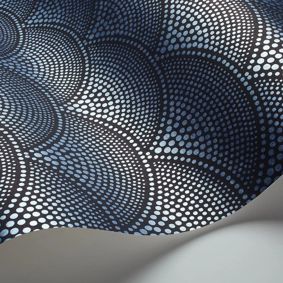 Feather Fan wallpaper by Cole & Son — Metallic Cornflower on Ink