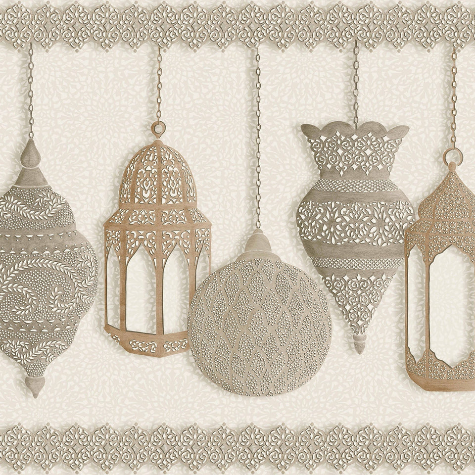 Fez Border wallpaper by Cole & Son, Metallic Gilver & Parchment