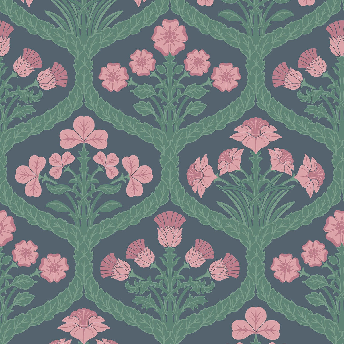 Floral Kingdom wallpaper by Cole & Son — Rose & Forest on Charcoal