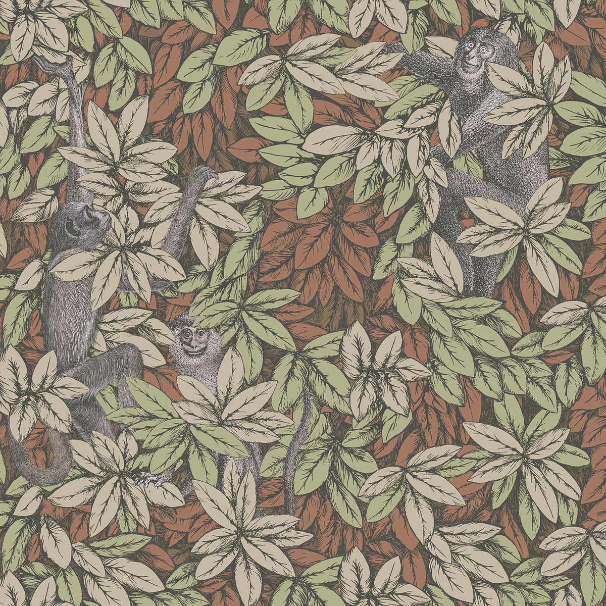 Foglie e Scimmie wallpaper by Cole & Son — Olive & Orange