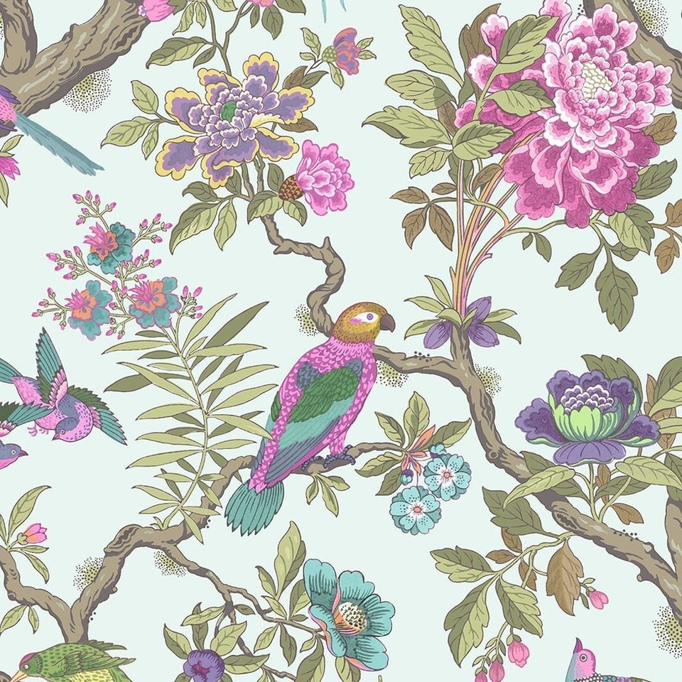 Cole & Son Fontainebleau wallpaper in Multi on Duck Egg
