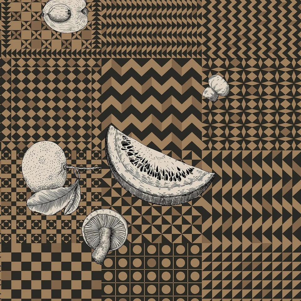 Frutta e Geometrico wallpaper by Cole & Son — Black, White & Gold