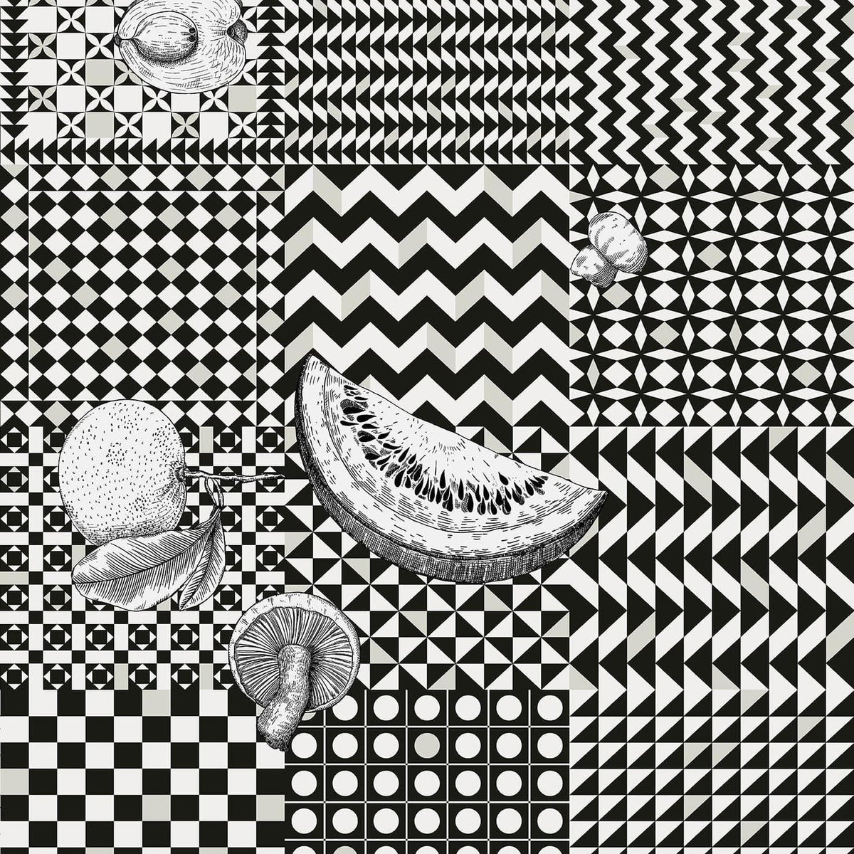 Frutta e Geometrico wallpaper by Cole & Son — Black & White