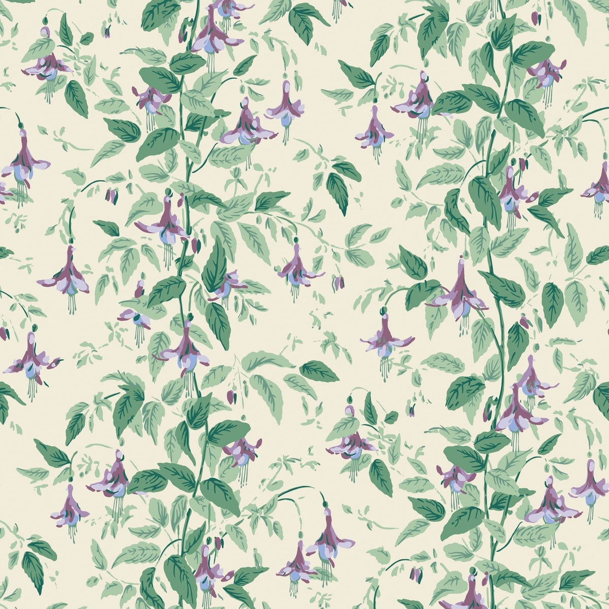 Cole & Son Fuchsia wallpaper in Mauve and Sea Green on Cream