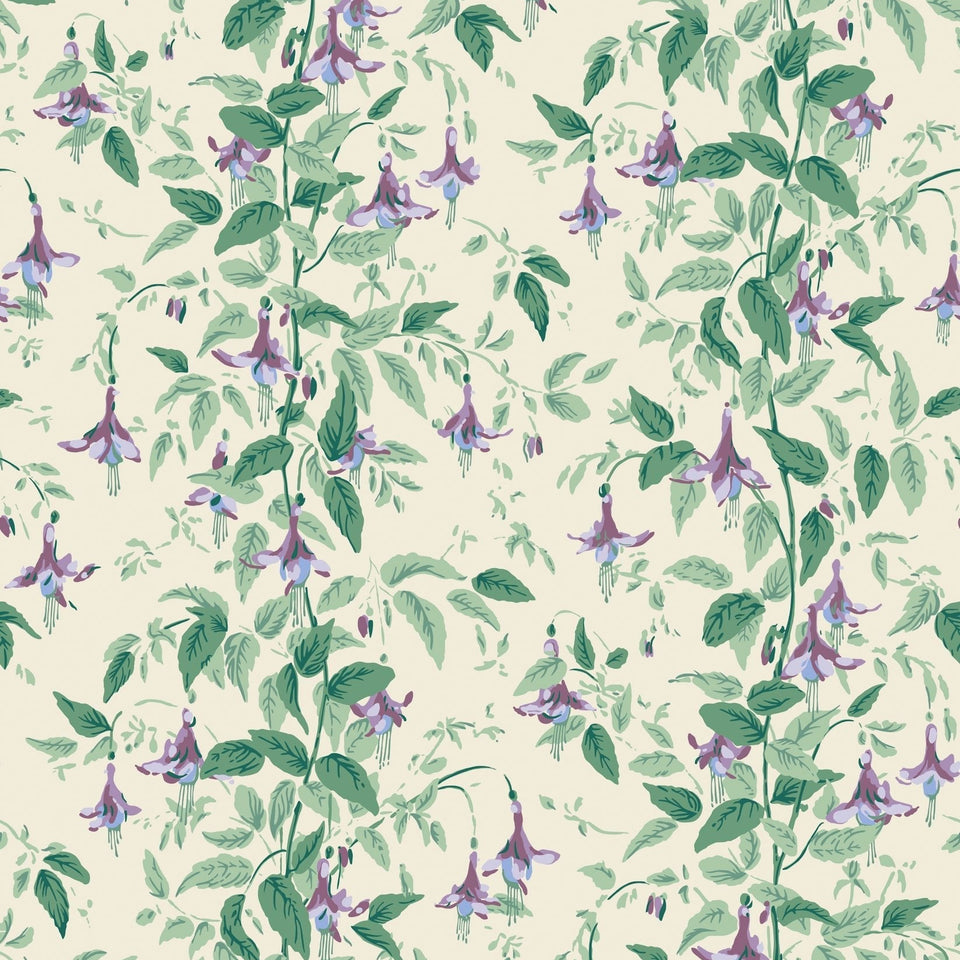 Cole & Son Fuchsia wallpaper in Mauve and Sea Green on Cream