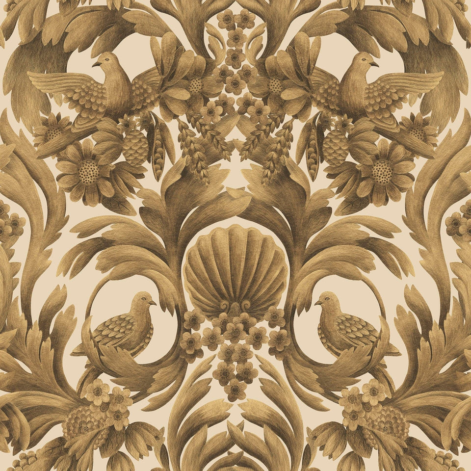 Cole & Son Gibbons Carving wallpaper in Metallic Gold on Sand