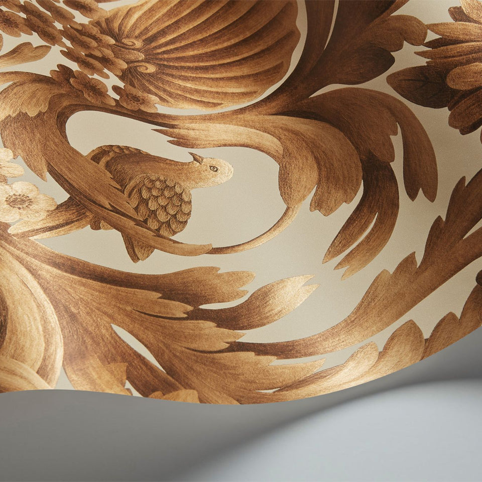 Cole & Son Gibbons Carving wallpaper in Metallic Gold on Sand