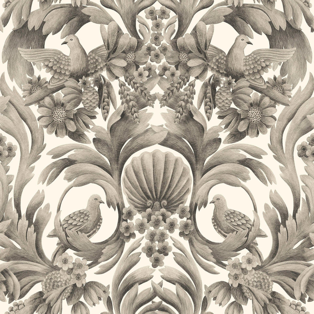 Cole & Son Gibbons Carving wallpaper in Soot on Stone