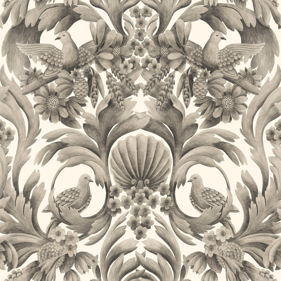 Cole & Son Gibbons Carving wallpaper in Soot on Stone