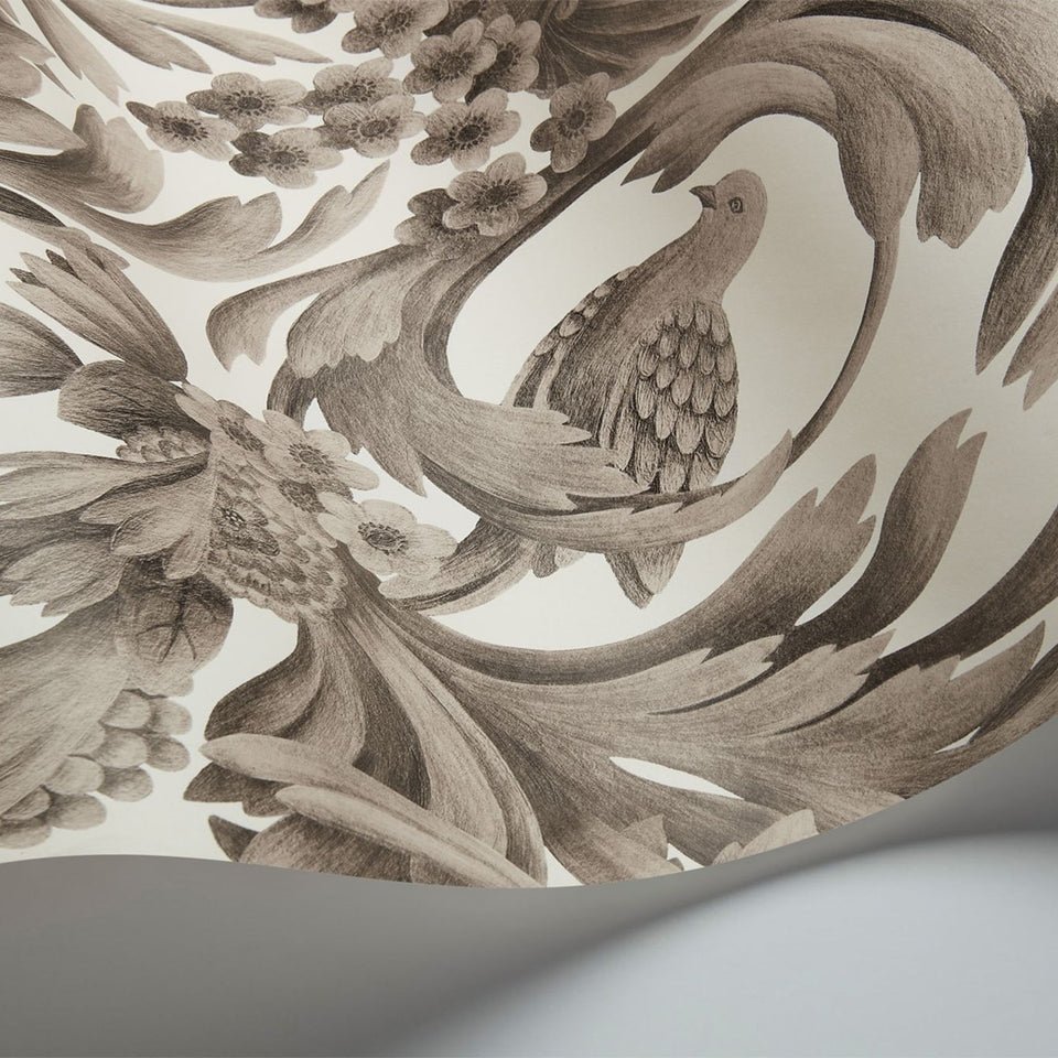 Cole & Son Gibbons Carving wallpaper in Soot on Stone