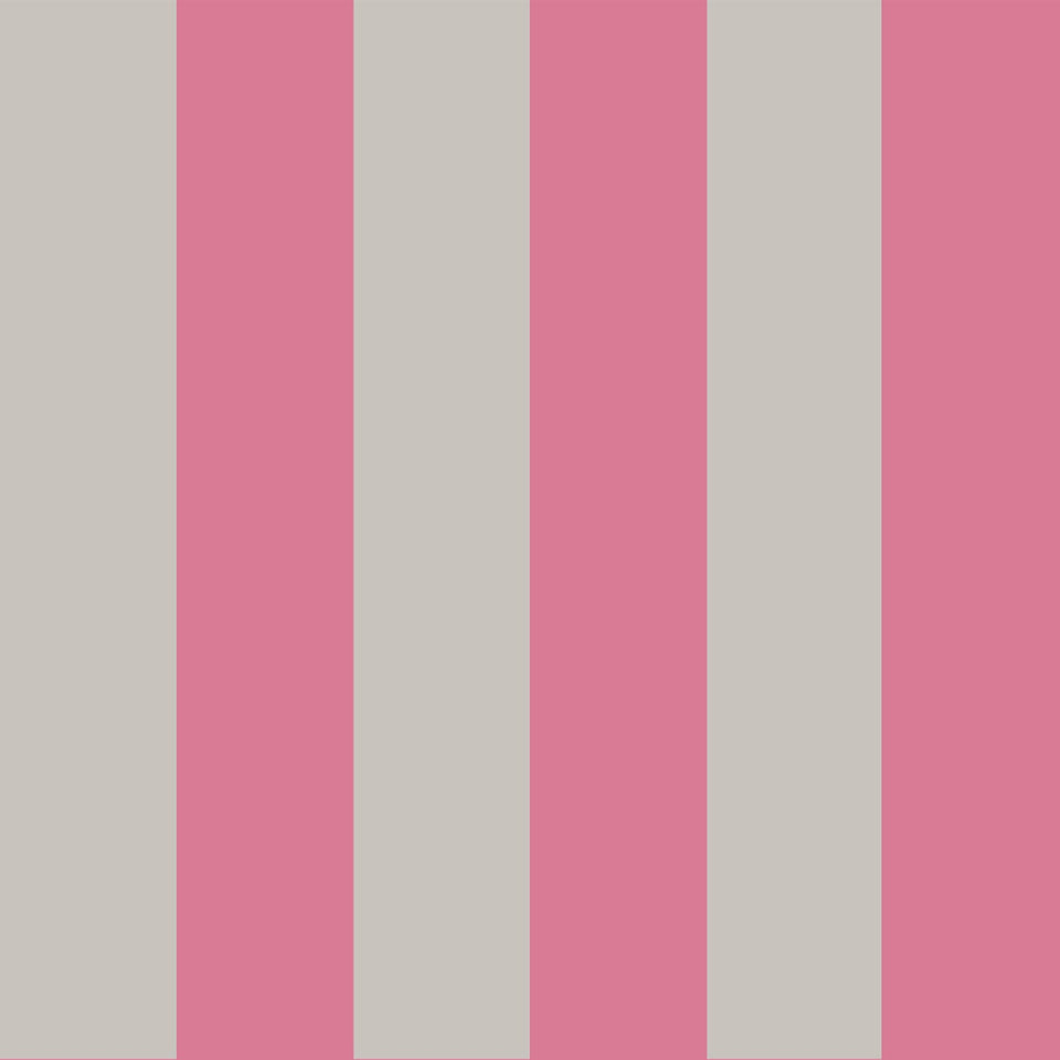 Cole & Son Glastonbury Stripe wallpaper in Fuchsia & Linen