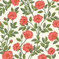 Cole & Son Hampton Roses wallpaper in Rouge & Spring Green on Parchment