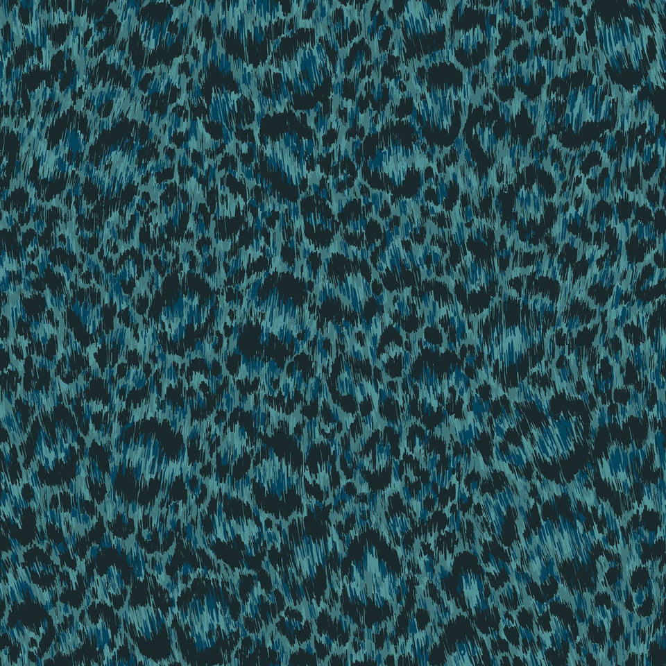 Cole & Son Hand-Painted Leopard wallpaper — Petrol & Teal