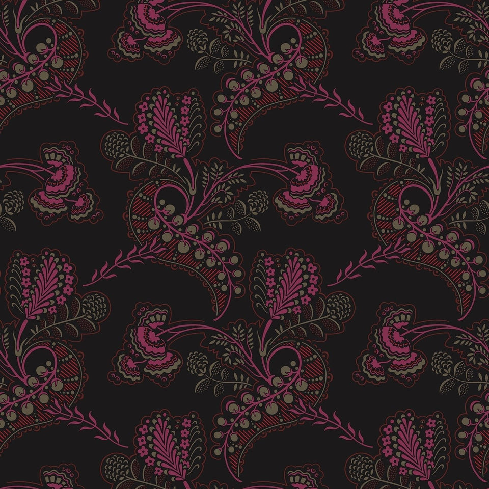 Cole & Son Hartford wallpaper — Magenta & Rouge on Charcoal