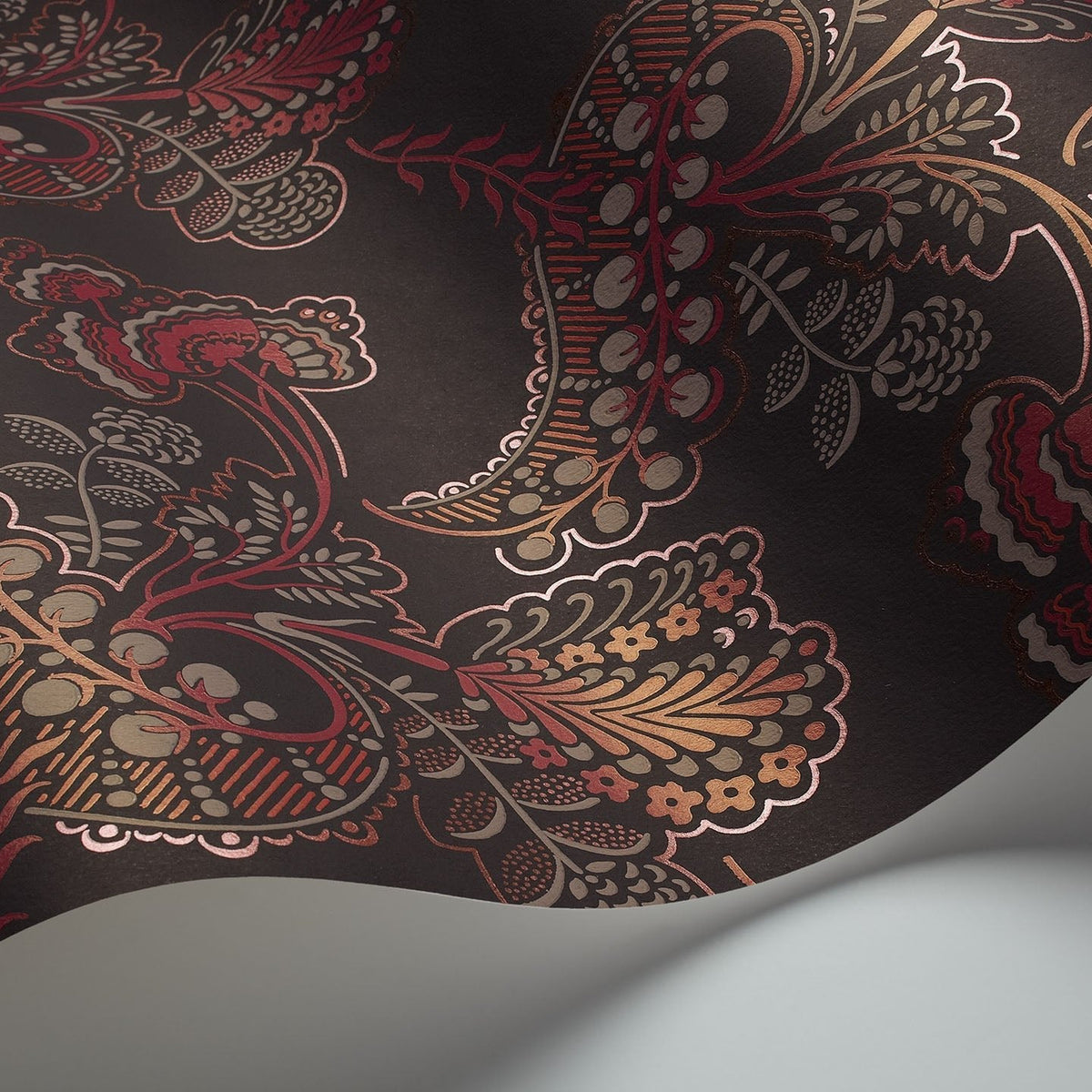 Cole & Son Hartford wallpaper — Magenta & Rouge on Charcoal