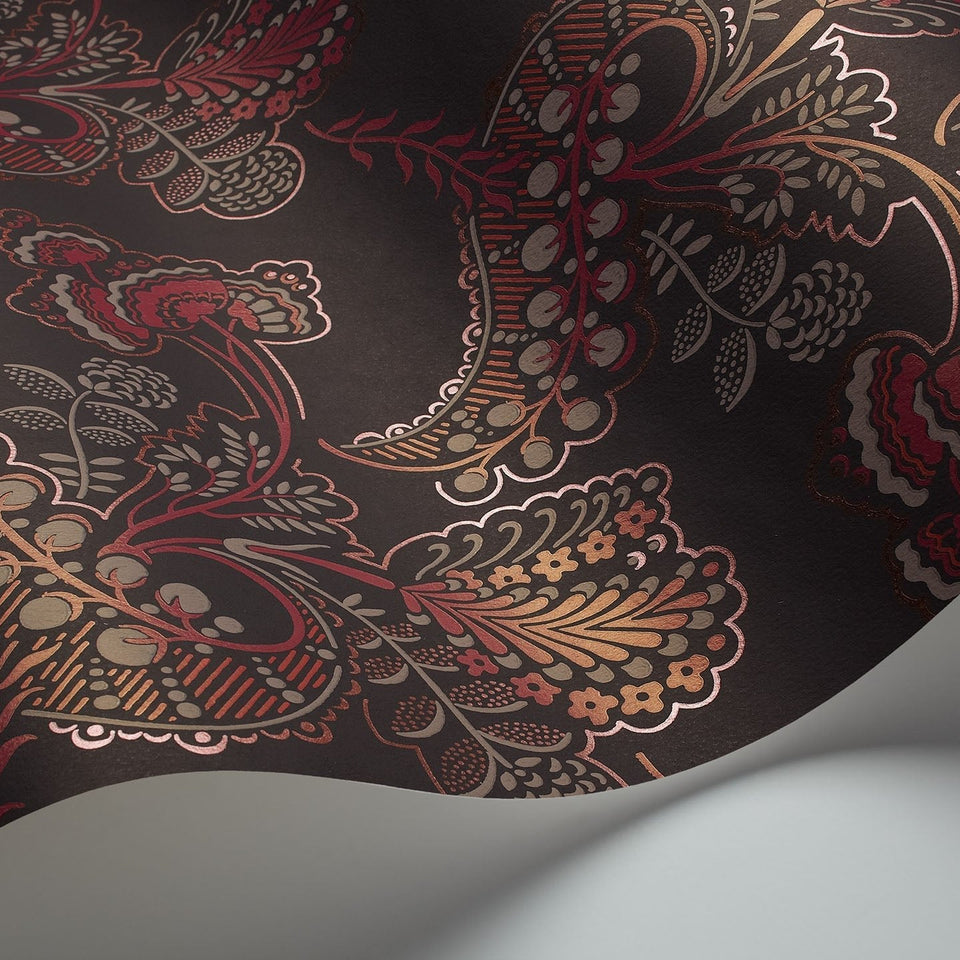 Cole & Son Hartford wallpaper — Magenta & Rouge on Charcoal