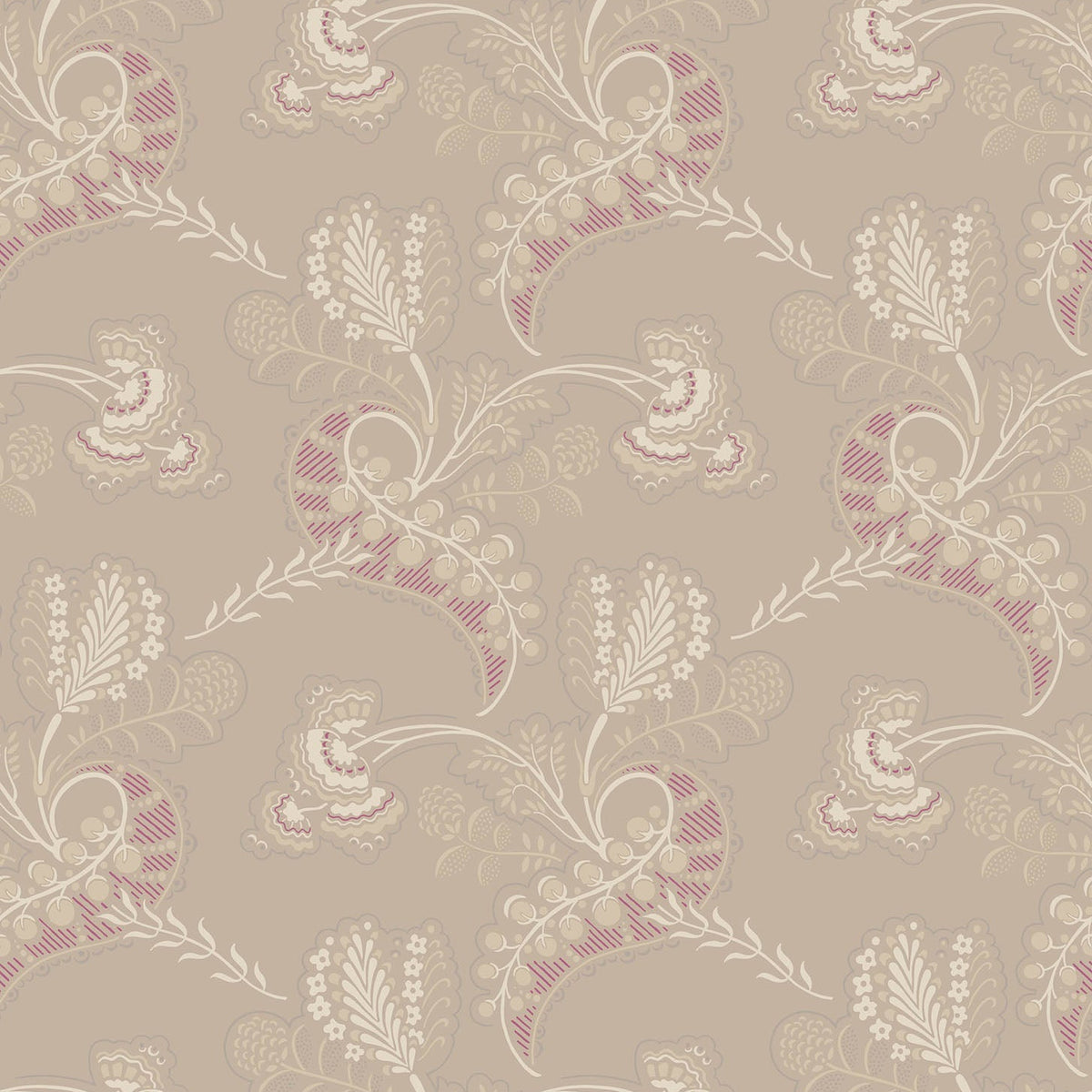 Cole & Son Hartford wallpaper — Parchment & Fuchsia on Dark Shell