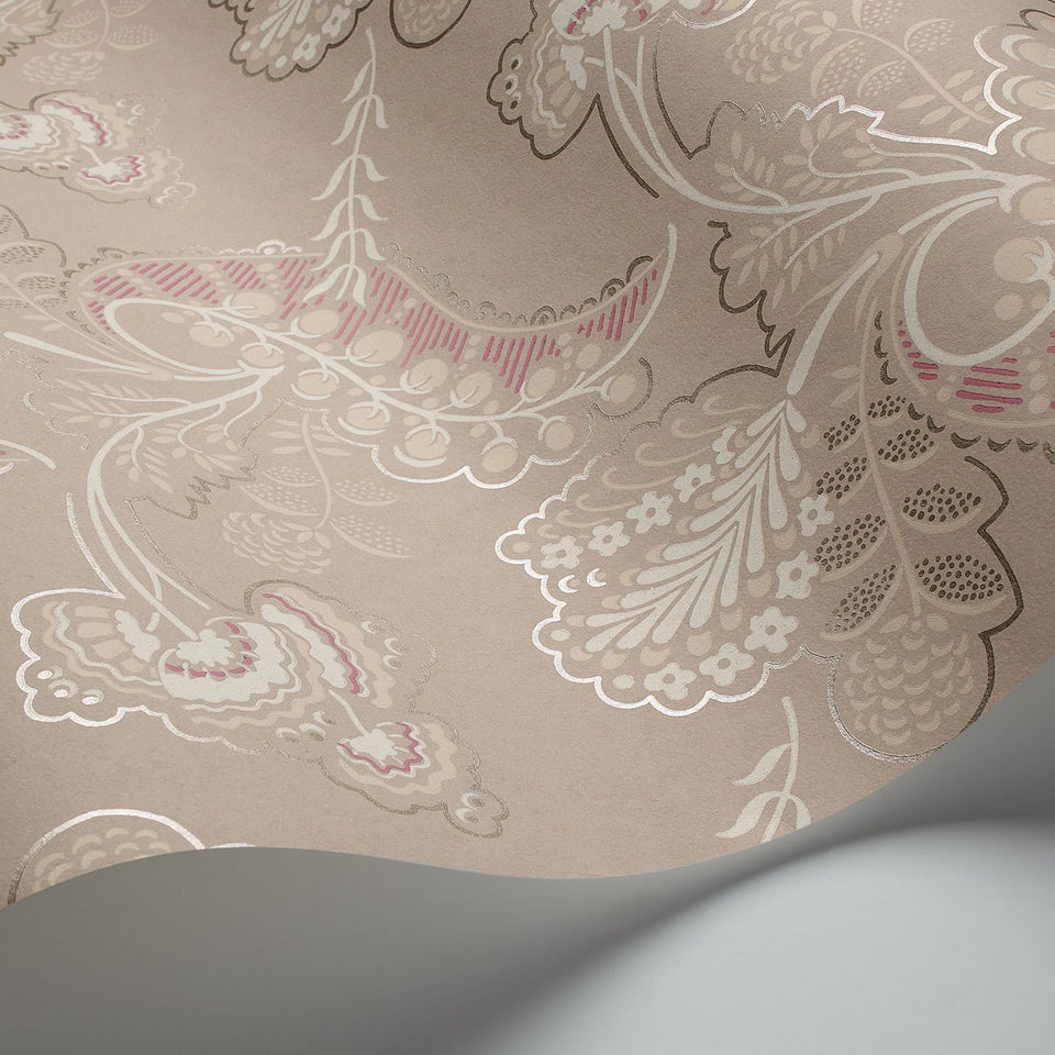 Cole & Son Hartford wallpaper — Parchment & Fuchsia on Dark Shell