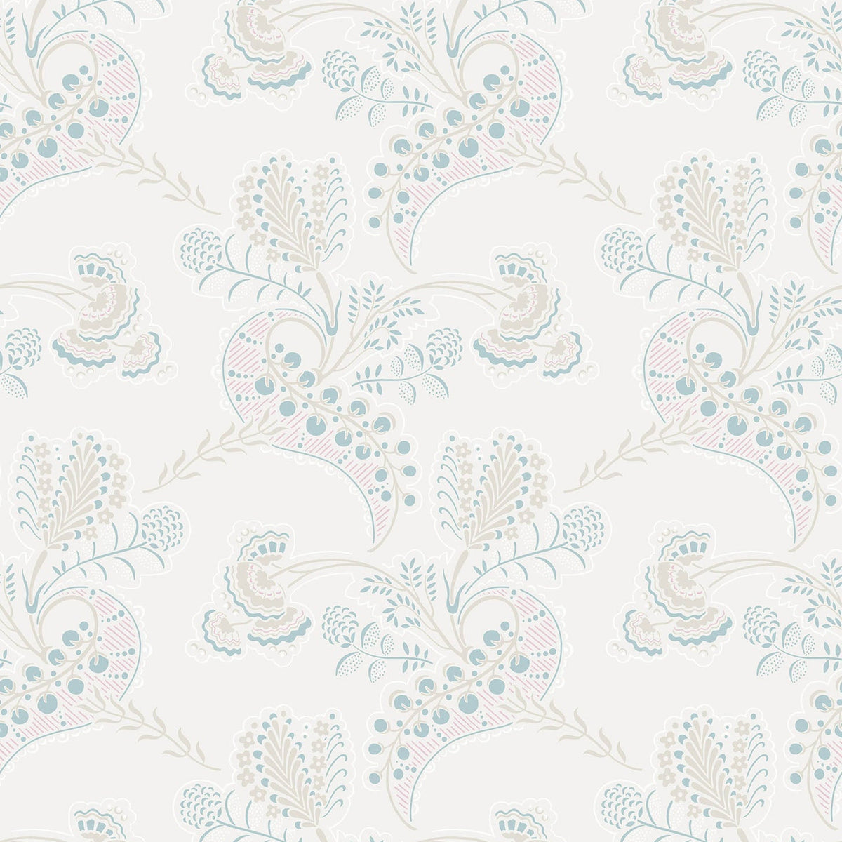 Cole & Son Hartford wallpaper — Print Room Blue & Blush on Parchment