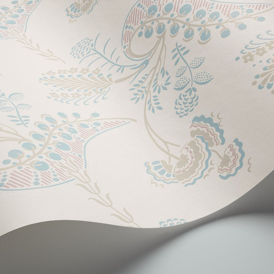 Cole & Son Hartford wallpaper — Print Room Blue & Blush on Parchment