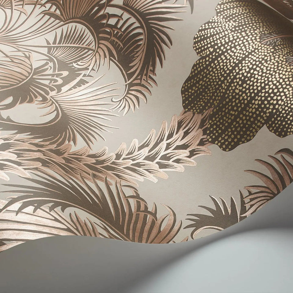 Cole & Son Hollywood Palm wallpaper — Metallic Rose Gold on Shell