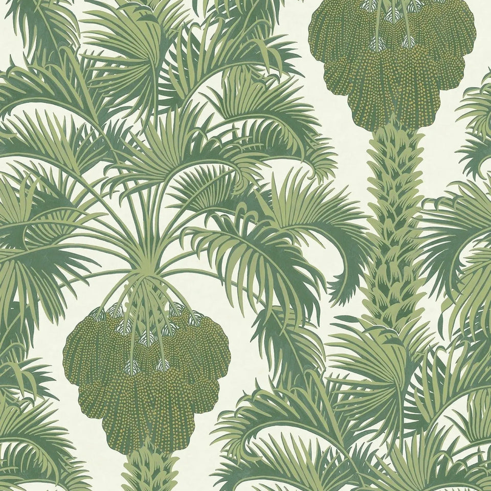 Cole & Son Hollywood Palm wallpaper — Forest Green on Cream
