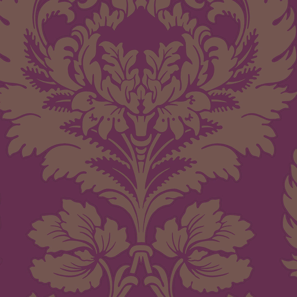 Cole & Son Hovingham wallpaper — Metallic Gilver on Mulberry