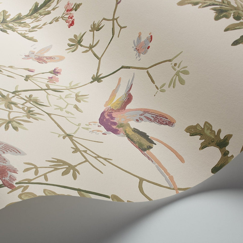 Cole & Son Hummingbirds wallpaper — Classic Multi & Old Olive on Cream