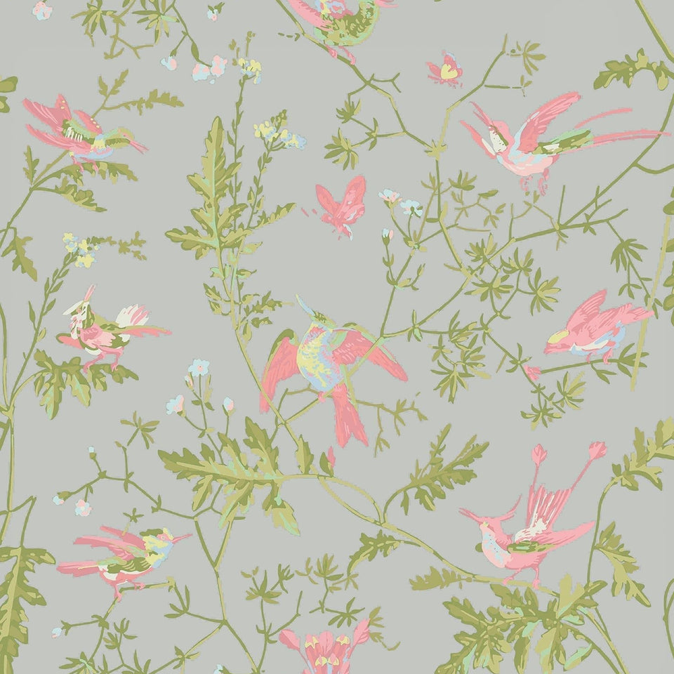 Cole & Son Hummingbirds wallpaper — Rose & Olive on Grey