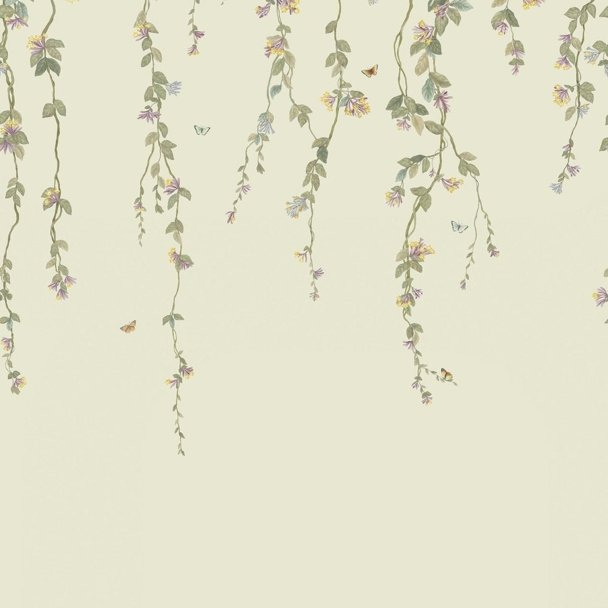 Cole & Son Hummingbirds Flora wallpaper — Multi, Old Olive on Eau Du Nil