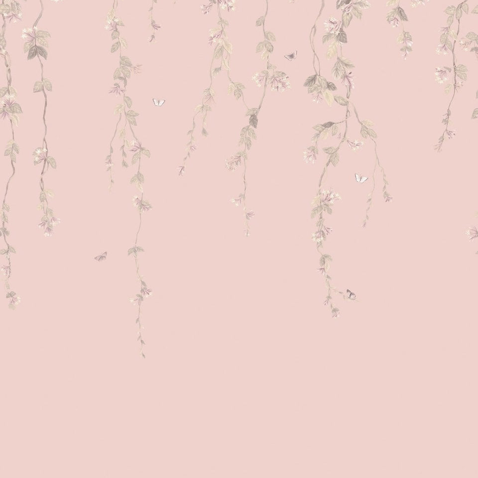 Cole & Son Hummingbirds Flora wallpaper — Stone on Rose Quartz