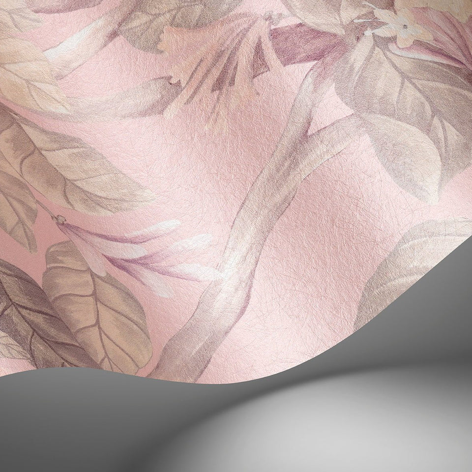 Cole & Son Hummingbirds Flora wallpaper — Stone on Rose Quartz