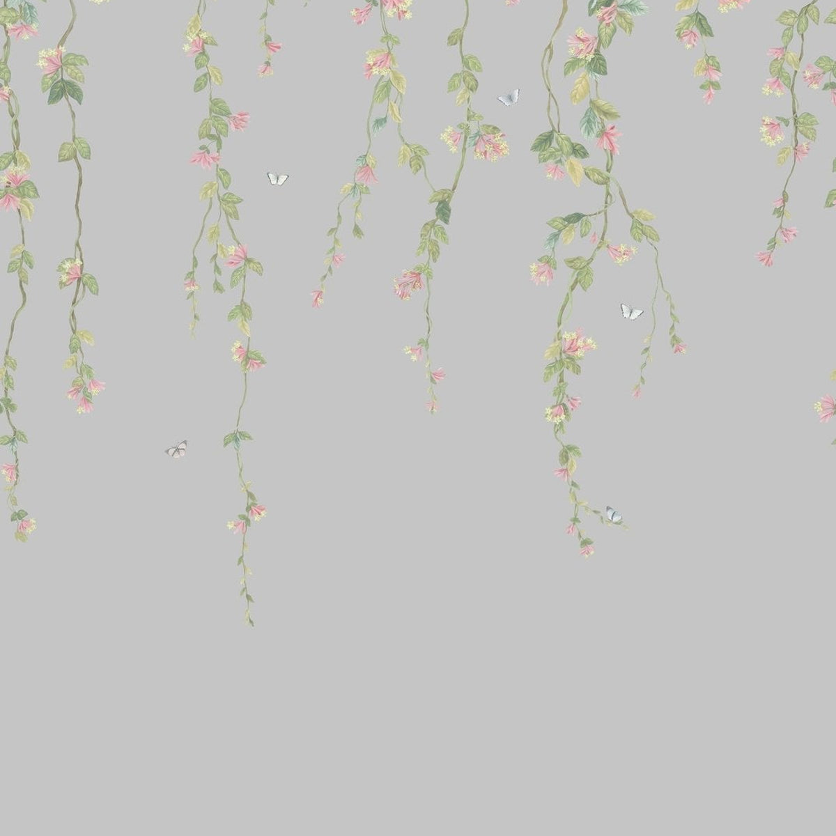 Cole & Son Hummingbirds Flora wallpaper — Rose & Olive on Grey