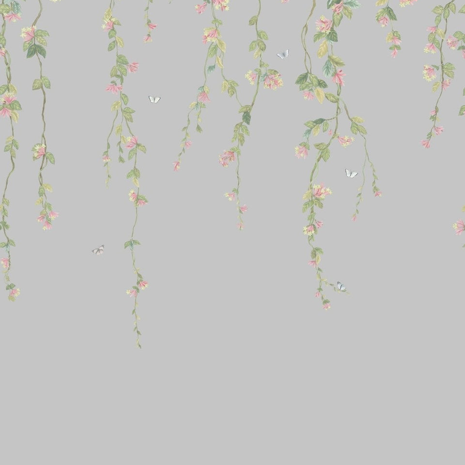 Cole & Son Hummingbirds Flora wallpaper — Rose & Olive on Grey