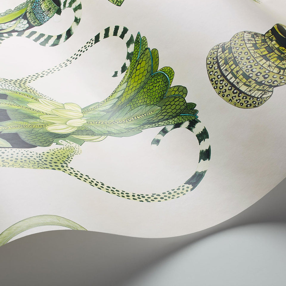 Khulu Vases wallpaper by Cole & Son — Multi Greens on Pale Cream